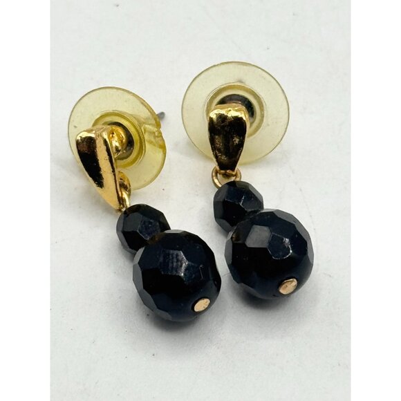Vintage black crystal dangle earrings - Picture 4 of 5